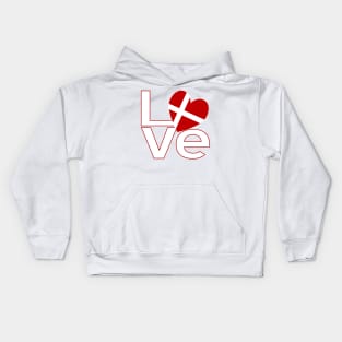 White Red Danish LOVE Kids Hoodie